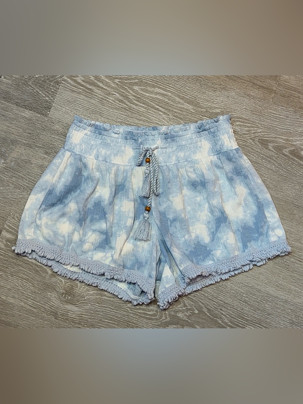 No Boundaries Light Blue Tie-Dye High Waist Shorts
